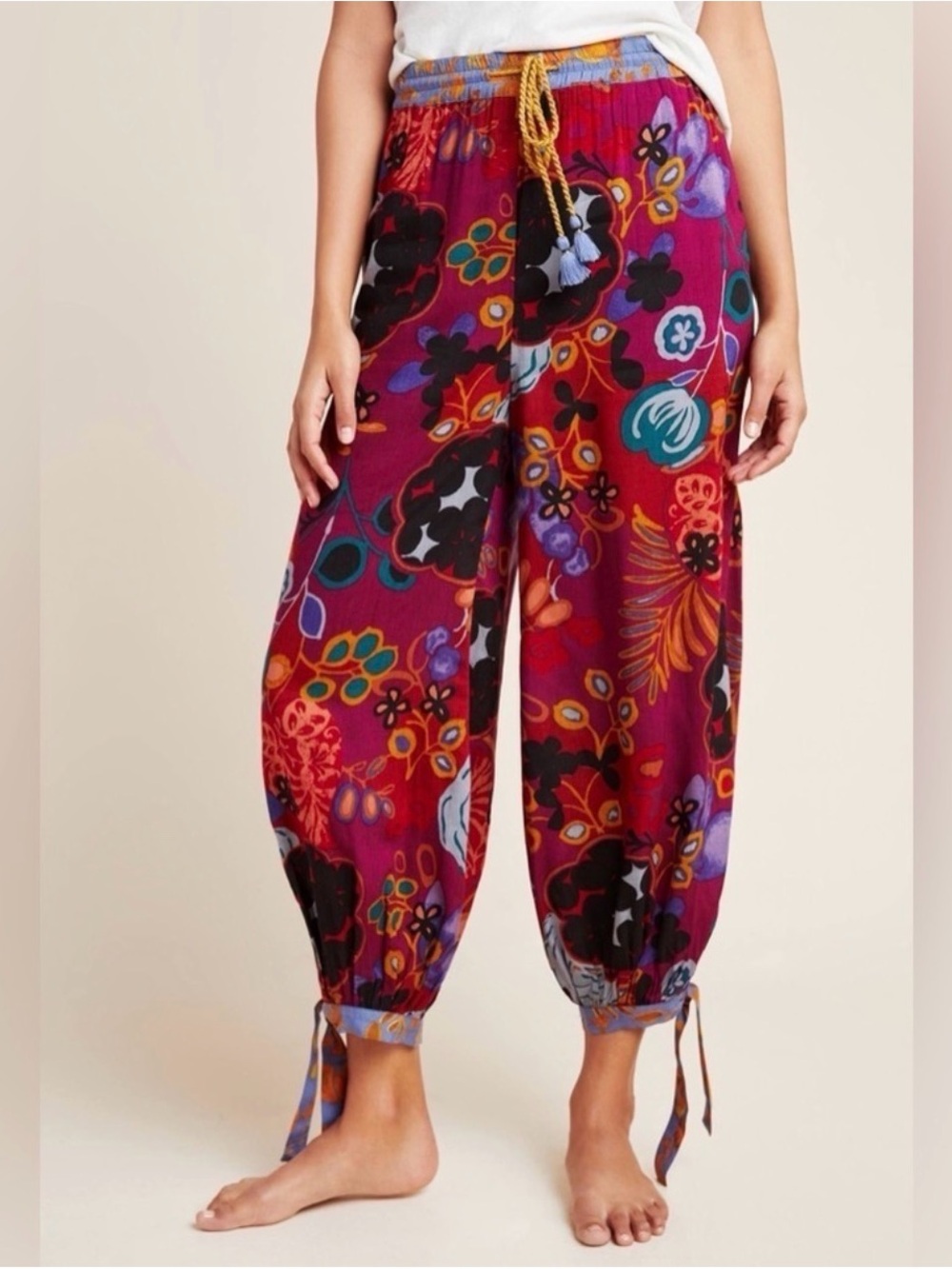 Anthropologie Joanie Harem Tie Ankle Elastic Pull on Joggers Super Soft- NWOT